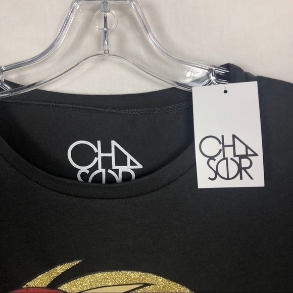 🎉HP🎉 NWT Chaser David Bowie Gold glitter Tee - Picture 5 of 6